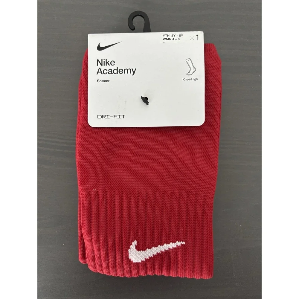Nike Academy Soccer Knee High Socks SX4120-601 Red Youth‎ 3Y-5Y Women 4-6